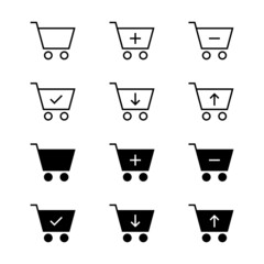 Canvas Print - Shopping cart add and remove products icon set