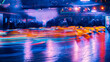 © D. Pfleiderer - Illuminated lights of bumper cars at a funfair at night with abstract motion blur due to long time exposure