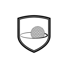 Wall Mural - Golf Ball Shield Emblem Logo Design isolated on white background