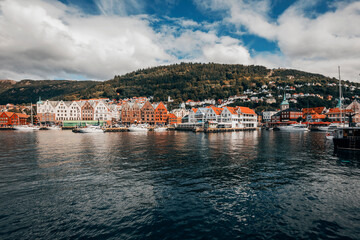 view of the old city of bergen in norway on a summer day