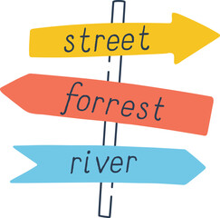 Wall Mural - direction signs cartoon illustration
