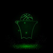 © Alexey - A large green outline basketball symbol on the center. Green Neon style. Neon color with shiny stars. Vector illustration on black background