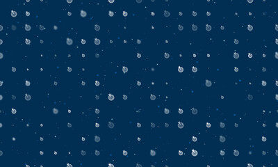 Poster - Seamless background pattern of evenly spaced white goal symbols of different sizes and opacity. Vector illustration on dark blue background with stars