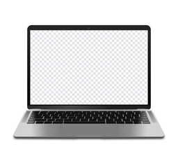 Poster - Isolated laptop with transparent screen mockup. Vector illustration of realistic laptop mockup with shudows.