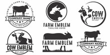 Cow Farm Icon Set Logo Design. Cow Vector Illustration