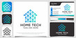 Smart Home Logo, smart home security tech logo vector with business card