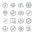 © Matsabe - Compass icons set. Navigation equipment, icon collection. Line with editable stroke