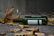 Leere Weinflasche auf dem Boden