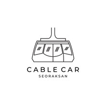 Line Art Cable Car Logo Design Simple Illustration