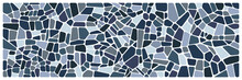 Blue Stone Mosaic Design, Blue Pebbles Texture Wide Illustration