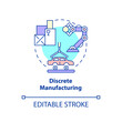 Discrete manufacturing concept icon. Types of manufacturing processes abstract idea thin line illustration. Isolated outline drawing. Editable stroke. Arial, Myriad Pro-Bold fonts used