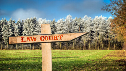 Wall Mural - Street Sign to Law Court