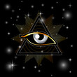 All seeing eye of Providence or Illuminati pyramid masonic symbol golden