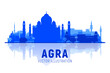 Agra India skyline silhouette with panorama at white background. Vector Illustration. Business travel and tourism concept with modern buildings. Image for banner or web site