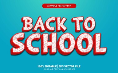 Back to school fun 3d editable text effect template design vector