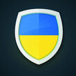 Ukrainian flag on shield. Vector illustration. Colors of Ukraine
