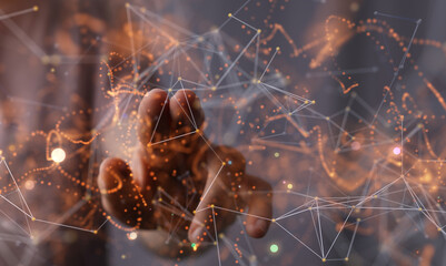 Global world network and telecommunication on earth cryptocurrency and blockchain and IoT.