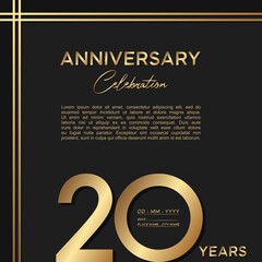 Wall Mural - 20th anniversary logotype. Golden anniversary celebration template design for booklet, leaflet, magazine, brochure poster, banner, web, invitation or greeting card. Vector illustrations.