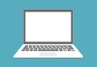 © UKRAINIAN - Blank screen laptop isolated on blue background. Vector