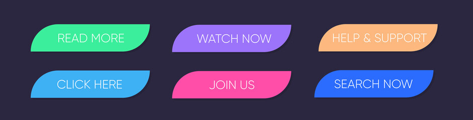Poster - Set of multi-colored buttons using the gradient for websites and social pages.