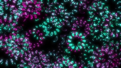 Wall Mural - animated video of abstract random glowing circles appear and evolve then fade to black
