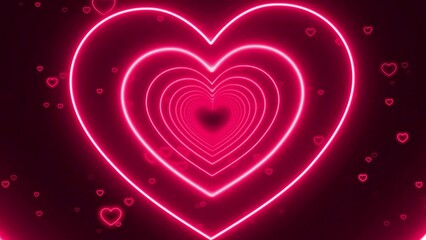 Sticker - love tunnel, pink hearts on black background, valentine and romantic animation video