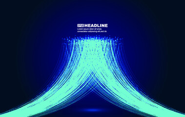 Poster - two lines of blue techno particles stretching into the distance converge