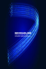 Fototapete - A line of blue techno particles stretching and converging into the distance