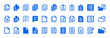 Document icon collection. File icon set in blue color design.