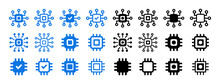 Chip Icon Collection. Circuit Board Icon Set. Vector Illustration
