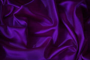 Wall Mural - Deep purple violet silk satin. Shiny fabric. Wavy folds. Beautiful elegant background for design.