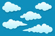 Collection of cloud designs in blue gradient