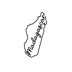 Poster - Madagascar outline map with the handwritten country name. Continuous line drawing of patriotic home sign. A love for a small homeland. T-shirt print idea. Vector illustration.