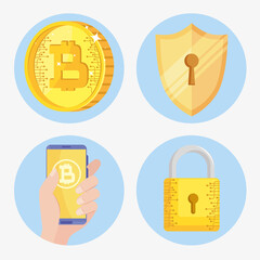 Poster - cryptocurrency money four icons