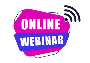 Poster - Online webinar label for broadcasting live. Vector