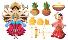 Indian Goddess And Offering Elements