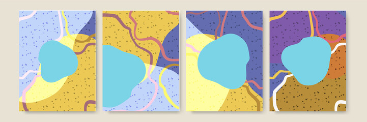 Creative minimalist hand painted Abstract art background with watercolor stain and Hand Drawn doodle Scribble Circle. Design for wall decoration, postcard, poster or brochure. Vector Illustration