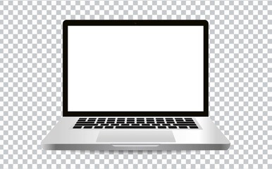 Poster - Modern laptop computer vector mockup isolated on transparent.