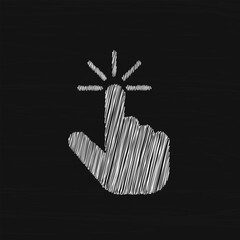 Poster - Hand cursor white sketch vector icon for web, computer and mobile app