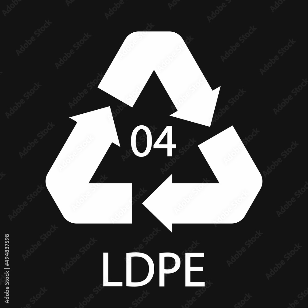 Ldpe Ric Code LDPE 04 recycling code symbol. Plastic recycling vector low density ...
