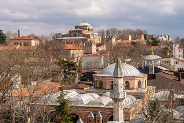 Wall Mural - Mosque and Aya Irini Church at Fatih Distcict, Istanbul Turkey