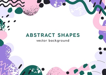 Leinwandbilder - Background for text with abstract geometric organic shapes frame. Banner design with creative minimal liquid elements. Trendy backdrop template in modern minimalism style. Flat vector illustration