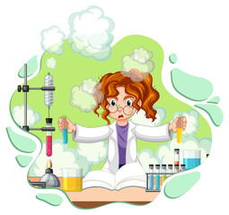 Wall Mural - a scientist experiment in the lab on white background
