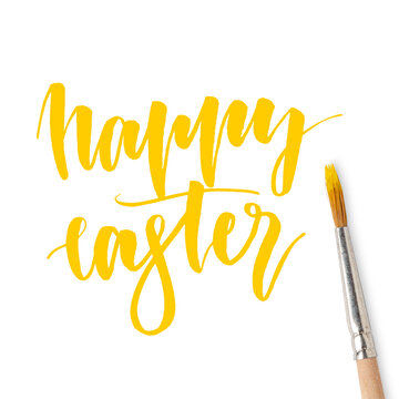 Happy Easter. Handwritten text. Modern calligraphy