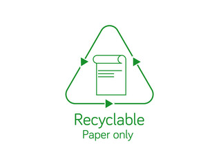 Canvas Print - recyclable paper only icon vector illustration  