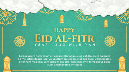 Wall Mural - Eid al-Fitr Islamic holiday theme banner and greeting card template