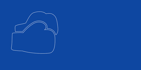 Poster - A large white outline boxing gloves symbol on the left. Designed as thin white lines. Vector illustration on blue background
