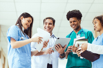 A group of medical students are happily discussing their future dreams.