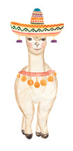 Cute Llama Illustration, Peru Watercolor Animale. Alpaca Clipart For Decorating Designs.