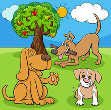 Cartoon Dogs And Puppies Funny Characters Group